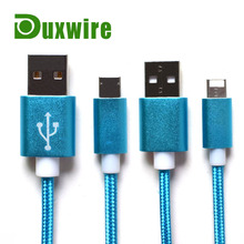 Aluminum Nylon braided 2 in 1 Micro USB Cable 1M Mobile Phone Cables Charger ios 8 Pin Dat For iPhone 5 6 iPad Samsung