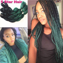 Kanekalon Braiding Hair 5pcs/Lot Black&Green Ombre Braiding Hair 24″100g Jumbo Box Twist synthetic Hair Extension Braiding Hair