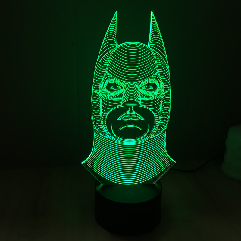 Creative 3D illusion Lamp LED Night Light 3D Batman Acrylic Discoloration Colorful Gradient Atmosphere Lamp Novelty Lighting
