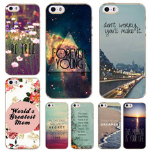 New Silicon Phone Cover For Iphone 5 5S SE Soft TPU Special Landscape With Words Flowers Printed Ultra Slim Mobile Phone Bag