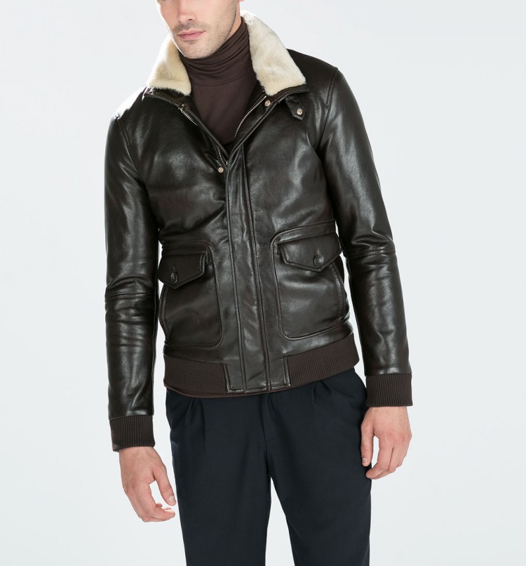 Mens leather jacket sheepskin collar – Modern fashion jacket photo ...