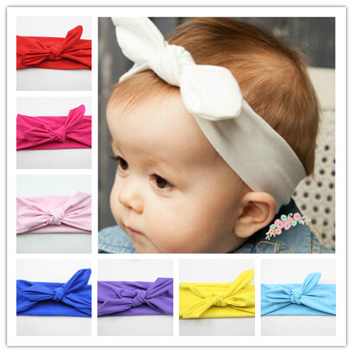 New Baby Cotton Headband White knot tie headband headwrap Vintage Head Wrap Photo Prop stretchy Knot