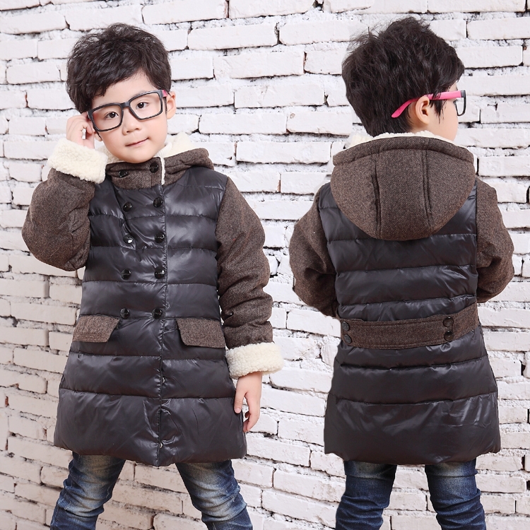 Genuine Kids Children's down jacket boys thick lamb's wool jacket and long sections 2014 authentic Korean new