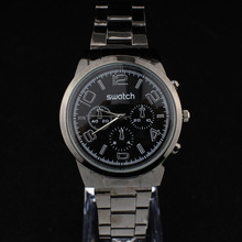 Men s Fashion Three dial Tungsten Steel Quartz Watch Luxury Sport Digital Round Analog Watches Business