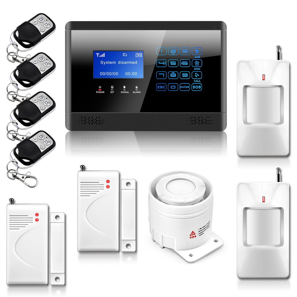 2015 Wireless& Wired GSM SMS Home House Security Inturder Alarm System Siren Door Sensor PIR Remote Controller P569