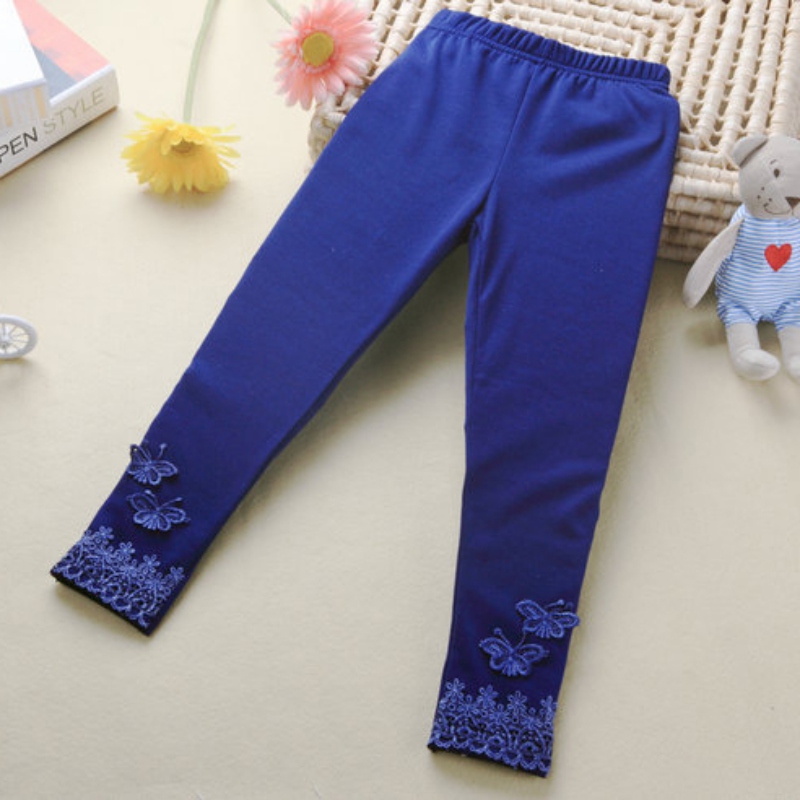 Stretchy Kid Baby Butterfly Lace Pants Girl Warm Leggings Trousers Toddler Tight Solid Color  High Quality