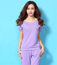 2016 Summer Women Sweatshirts Fashion Lace Short-sleeved Hoodies Casual Sportswear Top Quality Sports Suit Women’s Clothing