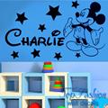 Personalised Mickey Mouse Vinyl Wall Sticker With Stars Boys Wall Art Pegatina Wall Sticker Kids Rooms