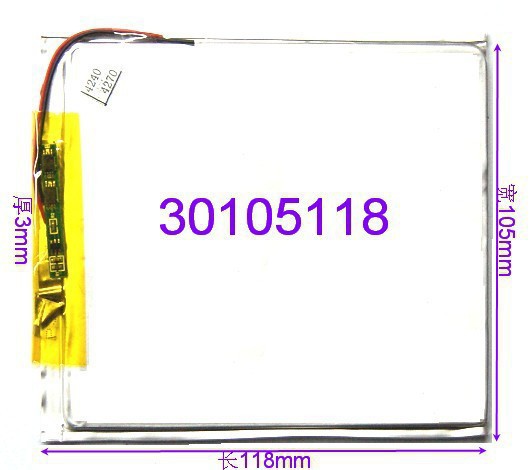 MID Tablet PC built in dedicated battery flat battery 3 7V polymer battery 30 105 118