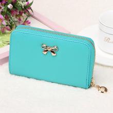 bolsos mujer 2016 Brand New Women Korean Cute Bowknot Purse Solid Wearable Short Wallet Handbag carteira feminina Free Shipping