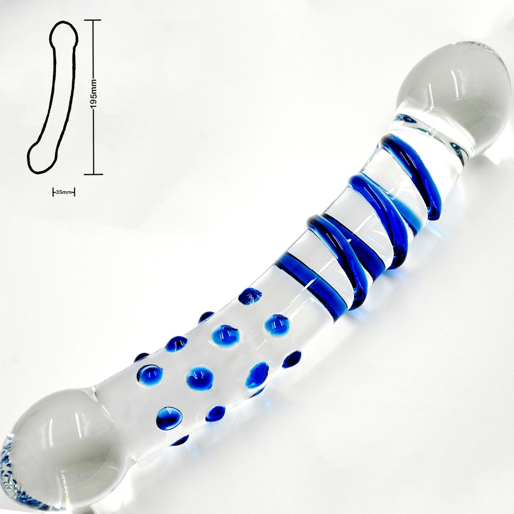 Double Ended Headed Pyrex Glass Dildo Crystal Fake Penis Anal Butt Plug Female Male Adult