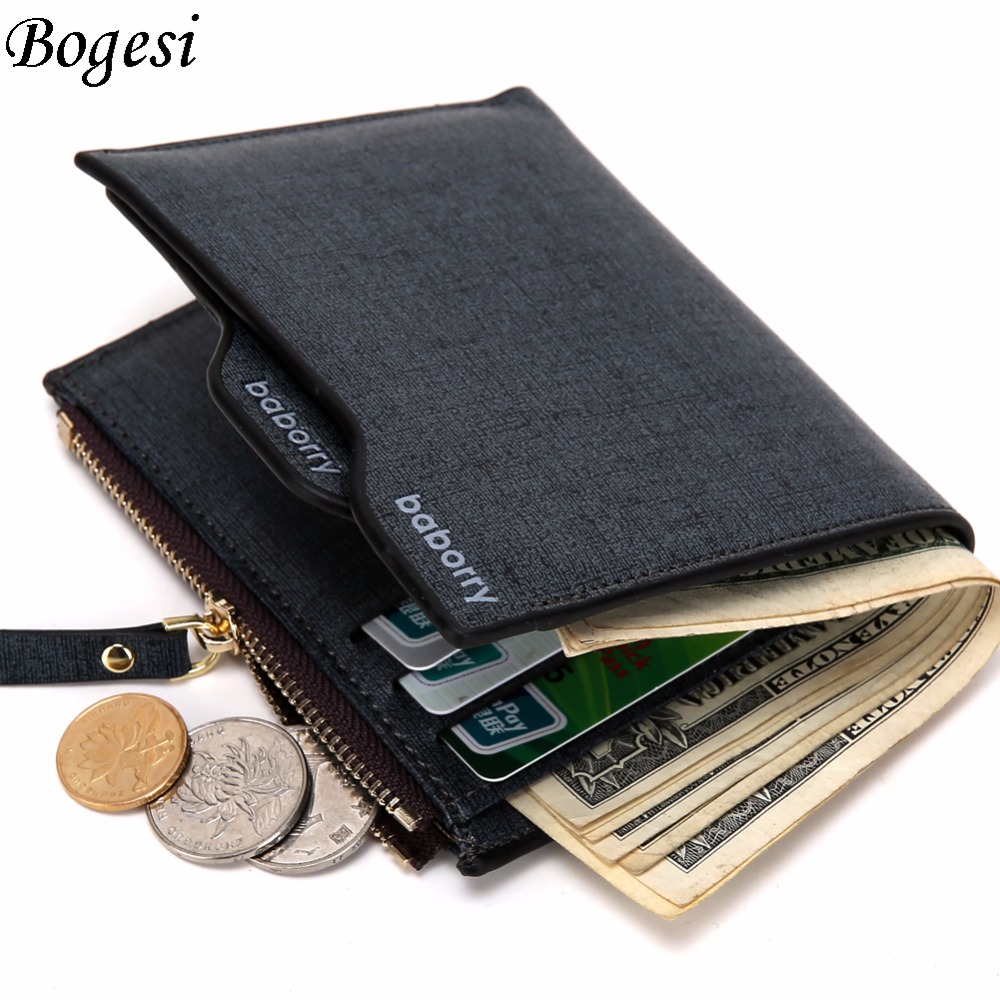 2016 Men Wallet Coin Bag zipper ID Credit Card Holder Faux Leather Bifold Coin Purse Top Brand ...