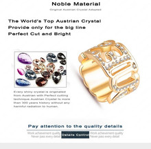 Fashion Brand Crystal Vintage Rings Word Ring 18K Gold Plated Letter Ring With AAA Genuine Austrian