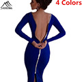 Back Full Zipper Sheath Dress 2016 Party Club Slim Bodycon Dresses Women Clothing Robe Sexy Femme