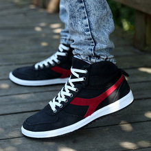 2015 high top canvas fashion men shoes casual breathable flats adult male loafers sneakers size 39