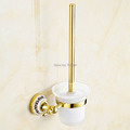 Luxury Wall Mounted Brass Toilet Brush Holder Golden Color Toilet Brush Cup