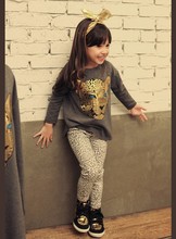 Retail 2015 New Girls Clothing Sets full sleeve T shirt legging 2 piece set 3 color