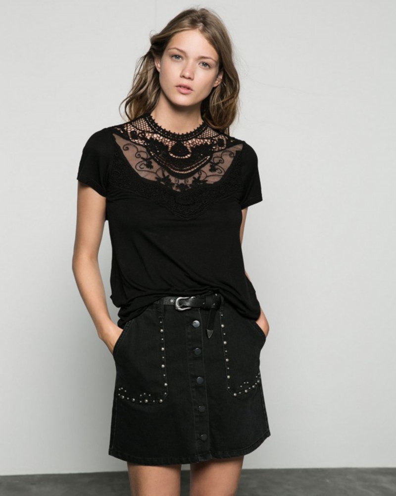 3 color fashion lace crochet net yarn splicing sleeve blouse 2016 summer 3 color fashion lace crochet net yarn splicing sleeve blouse 2016 summer