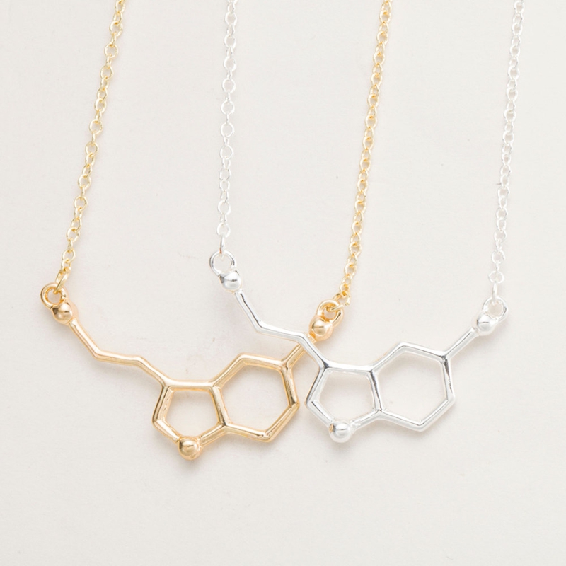 1PC N012 New 2015 Serotonin Molecule Chemistry Necklace Small Pendant Necklaces for Women Cute Simple Party