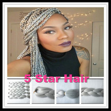 Pure Kanekalon Braiding Hair 50 Shades Gray 24inch 100g/pc 4pcs/6pcs/10pcs ,Synthetic kanekalon Jumbo Braid Hair Grey Hair Bulk