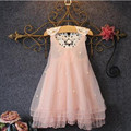 TangFar Summer Girl Lace Costume Dresses Children Sleeveless Outfits Mesh Kids Ball Party Wear Kids O