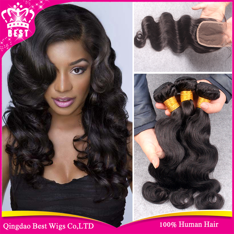 Brazillian Virgin Hair Body Wave With Closure,Virgin Brazilian Wavy Hair With Closure,3 Bundles Wet And Wavy With Closure 3 Part