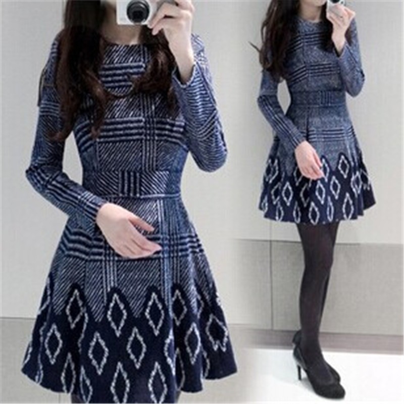 Brand-New-Korean-Style-2015-Women-Winter-Dress-Printing-Full-Sleeve-Bottoming-Dress-Plus-Size-Slim