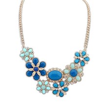 2014 New Fashion Crystals Necklaces & Pendants Big Flower Bohemian Collar Necklaces Statement for women Spring Summer jewelry