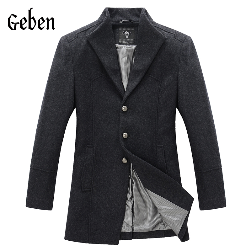 2015 Male Manteau Homme Overcoat Winter Wool Coat Men Long Coat black S 2XLCasaco Masculino