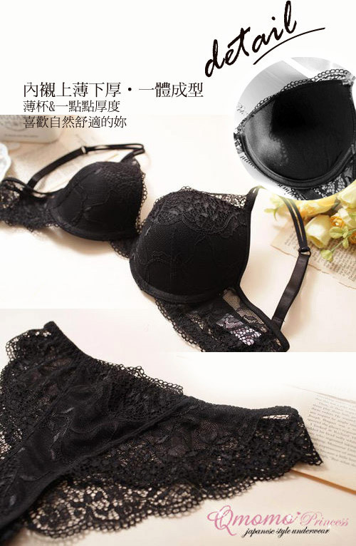 Hot sale the push up bra transparent lace bra & panties sets thin cup deep-V women sexy underwear bra set 5