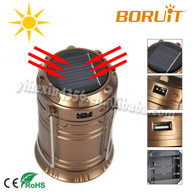 Ultra Bright Portable LED Camping Lantern Solar Flashlights, 1-Year Warranty,Outdoor Camping Equipment (Copper, Collapsible)