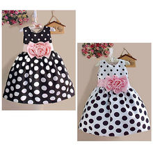 2015 New Popular Baby Kids Girls Summer Clothes Dresses Party Sleeveless Polka Dot Flower Gown Formal Dress 2 3 4 5 6 7 Years