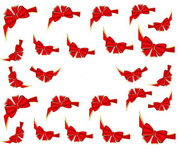Water Transfer Nail Art Stickers Decal Beauty Cute Red Bows Flowers Design Decoration DIY French Manicure