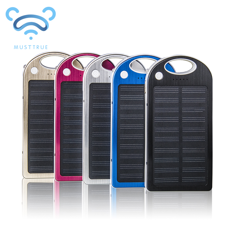 Hot Sall Solar Power Bank USB Powerbank 10000mAh External Battery Metal Portable Charger Bateria Externa Pack for Mobile phone