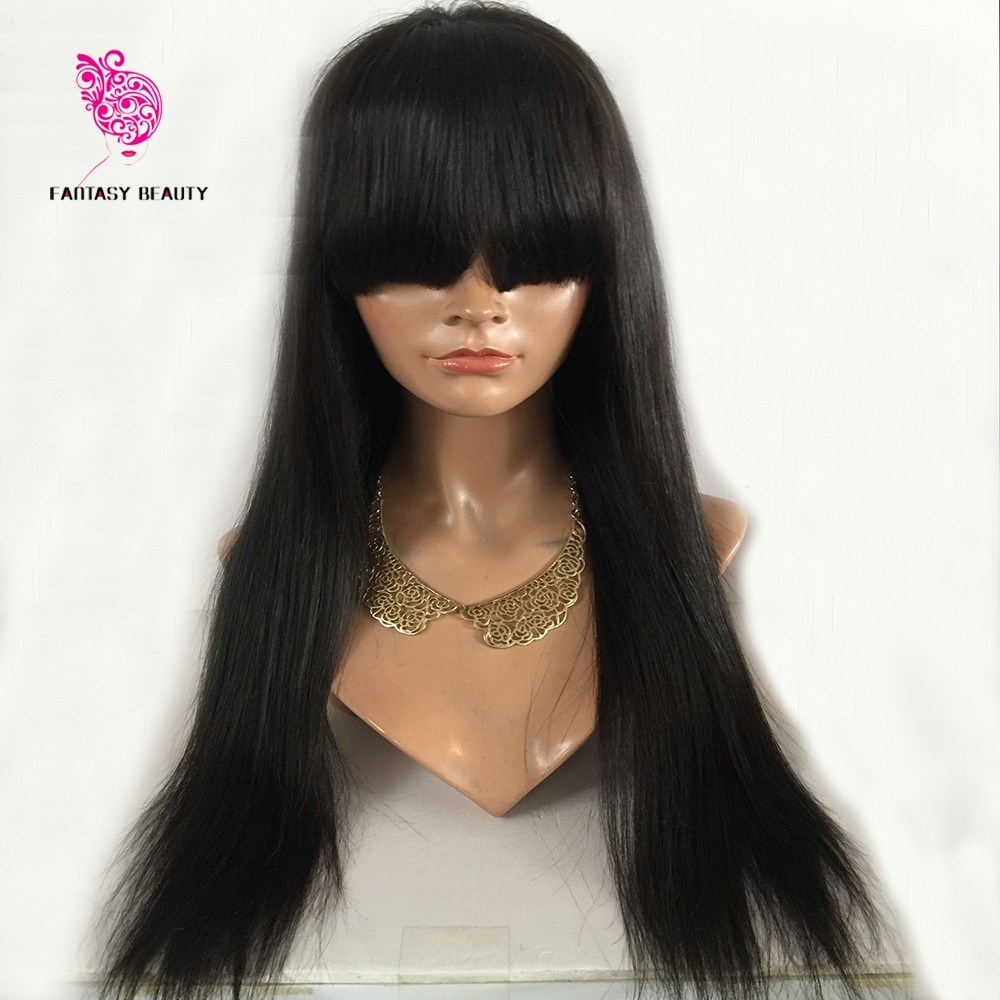 human hair wigs with bangs