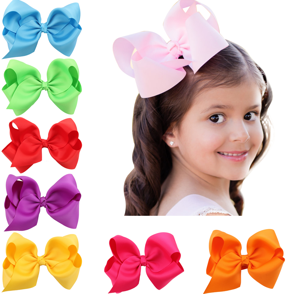 1 pcs 6 inch boutique kids big baby for ribbon hair clip bows with for girls