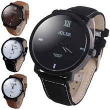 MILER Luxury Brand Watch Leather Band Quartz Watch Casual Sport Watches Men Fashion Military Wrist watch Hour relogio masculino
