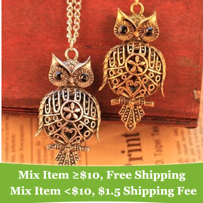 Vintage style Round Hollow metal flower Owl Chain necklace jewelry pendant necklace jewelry for women 2014