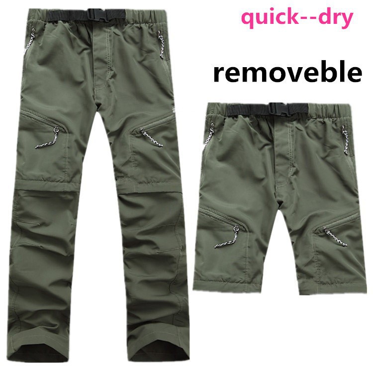 2015 Hiking Quick Drying Pants Waterproof Men Pants Camping Outdoors Leisure Breathable Trousers Removable Quick-Drying Pants