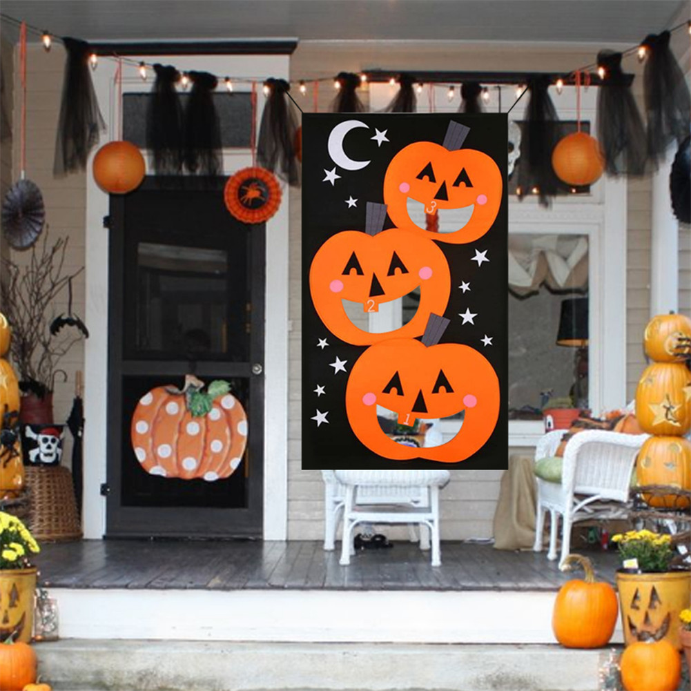 Achort Halloween Toss Banner de juegos con 3 bolsas de frijol Halloween Fiesta actividades *