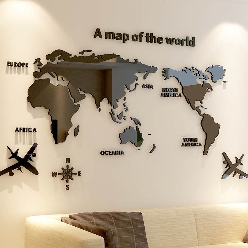 A Map Of The World Wall Creative World Map Acrylic Decorative 3D Wall Sticker For Living Room  Bedroom Office Decor 5 Sizes Diy Wall Sticker Home Decor - Wall Stickers -  Aliexpress