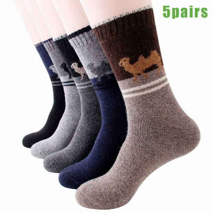 5 Pares Calcetines para Hombre Lana Coral El/ástica Invierno S/úper C/álidos