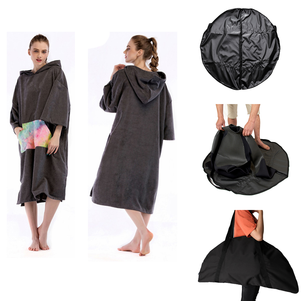 Changing Mat Carry Shoulder Bag Swim Hood Poncho Wetsuit Change Robe Towel 