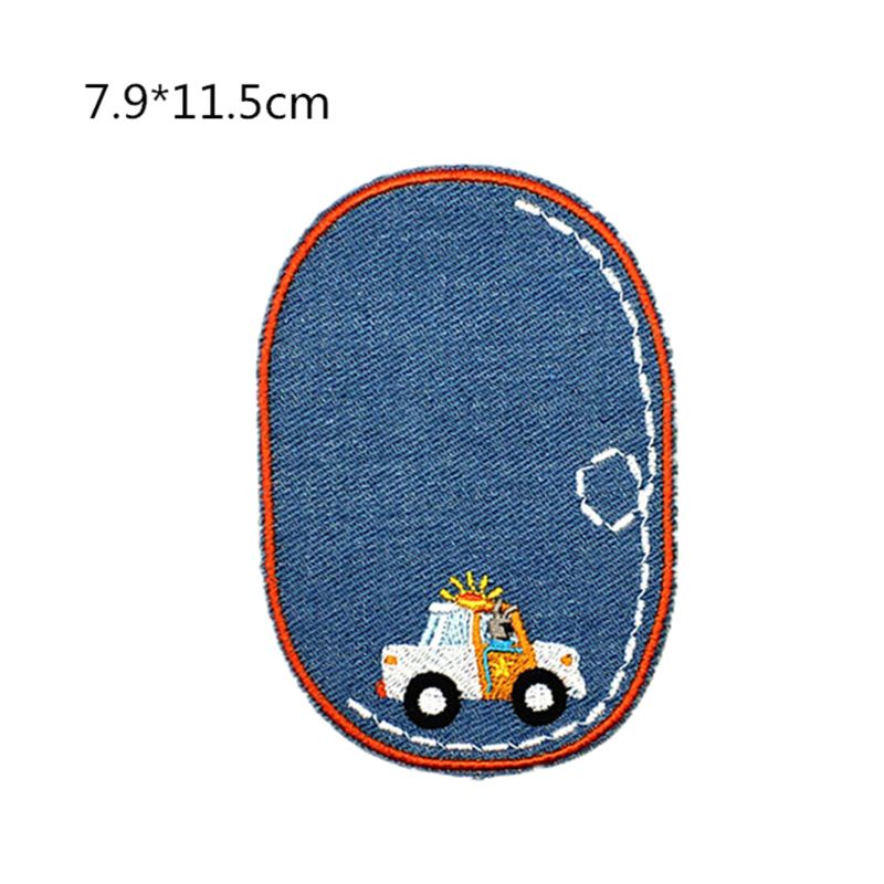 2 x tractor patch boy girl jeans dress shirt clothes fabric craft iron sew on