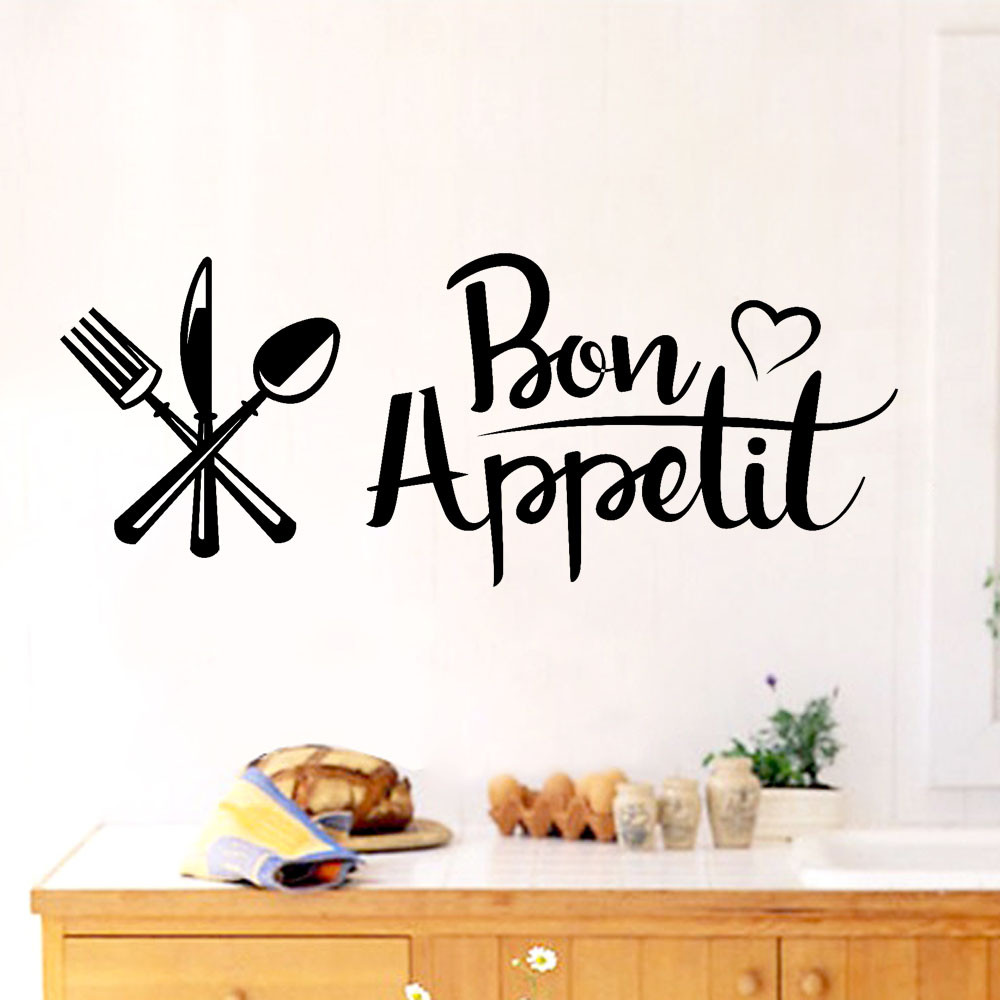 adesivi da parete letter bon appetit black plane