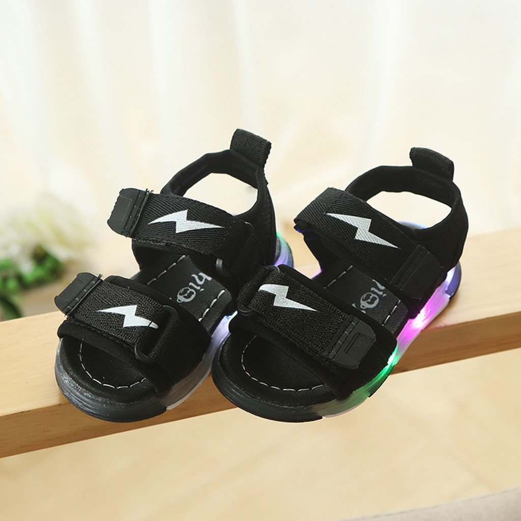 Children Baby Boys Lightning Led Light Luminous Run Sport Sandals Sneakers Shoes 