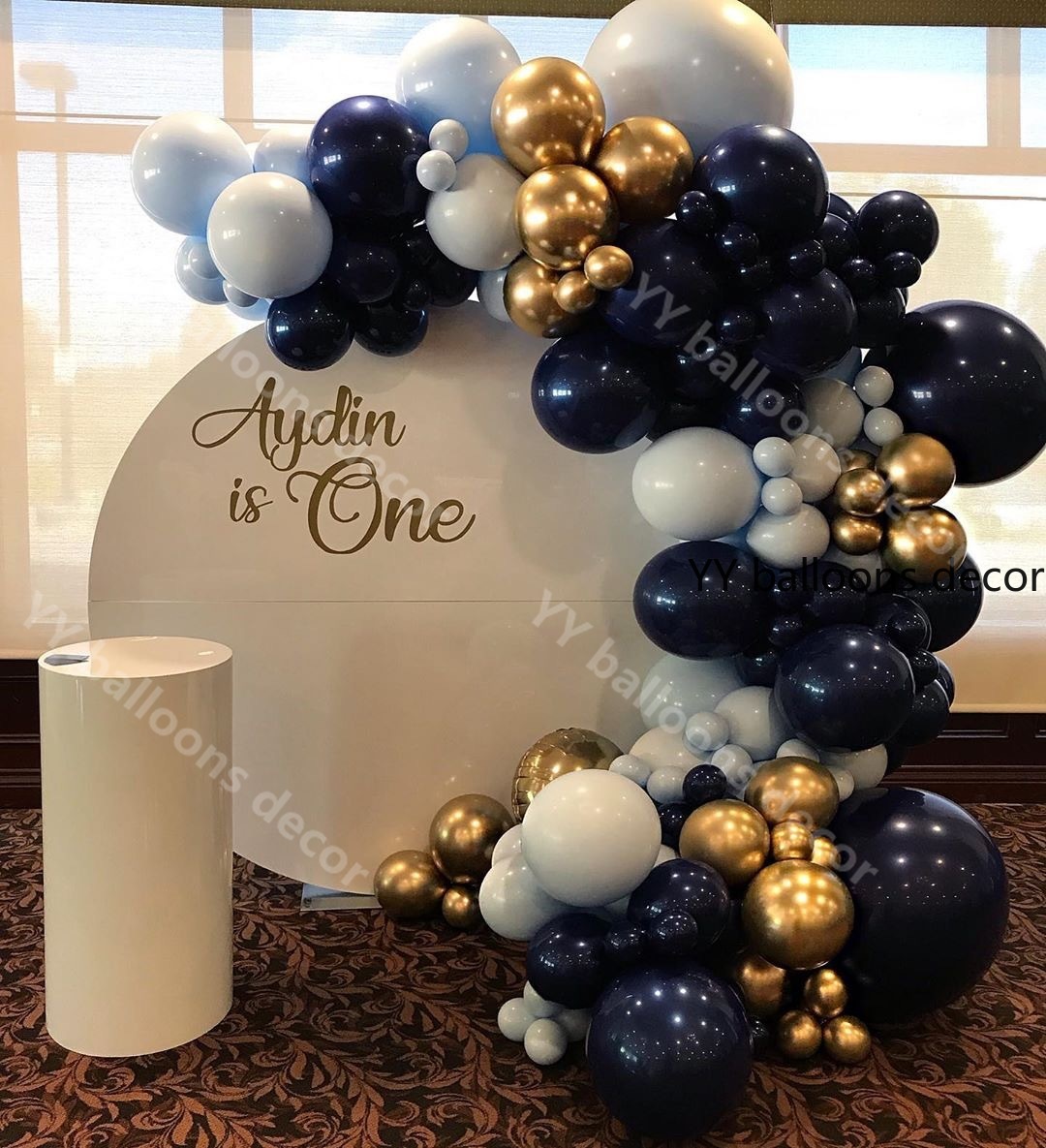 125pcs Hot Maca Navy Blue Gold Pastel Global Balloons Garland Arch