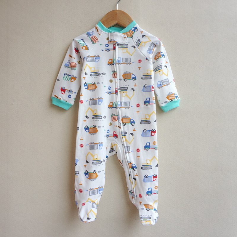 Description Picture 4 of itemBaby clothes pajamas double-headed zipper jumpsuit newborn baby boys romper cotton romper infants baby coverall 3-18M feetcover