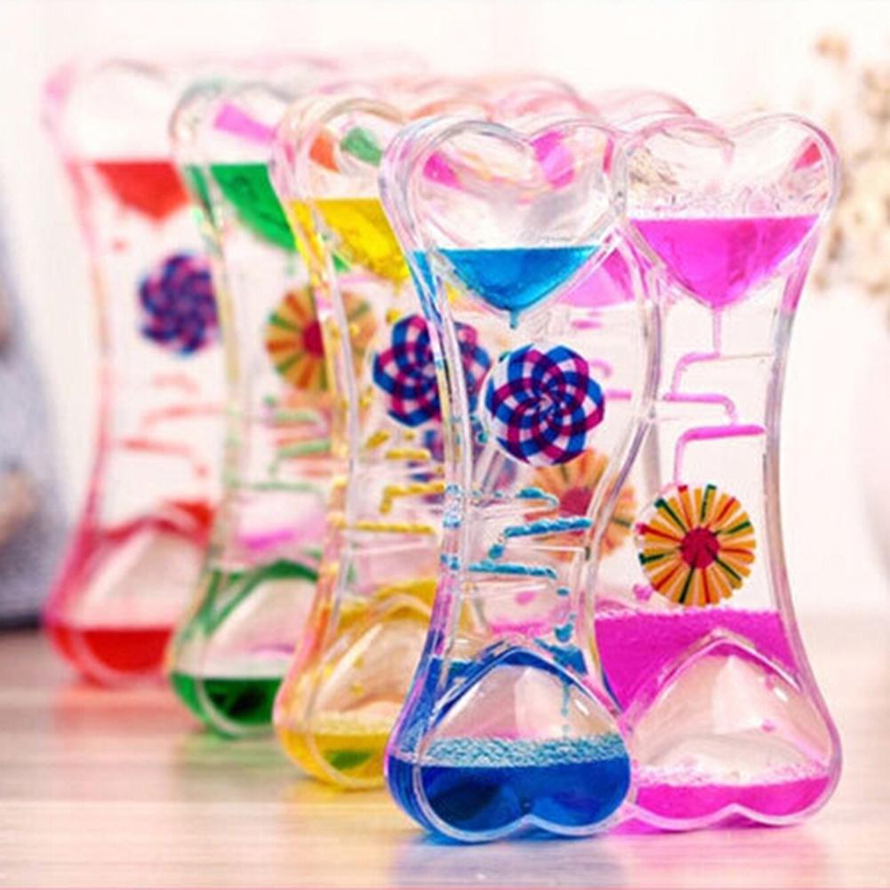 Description Picture 2 of itemDouble Heart Double Color Floating Liquid Oil Acrylic Hourglass Liquid Visual Movement Hourglass Timer Home Decoration
