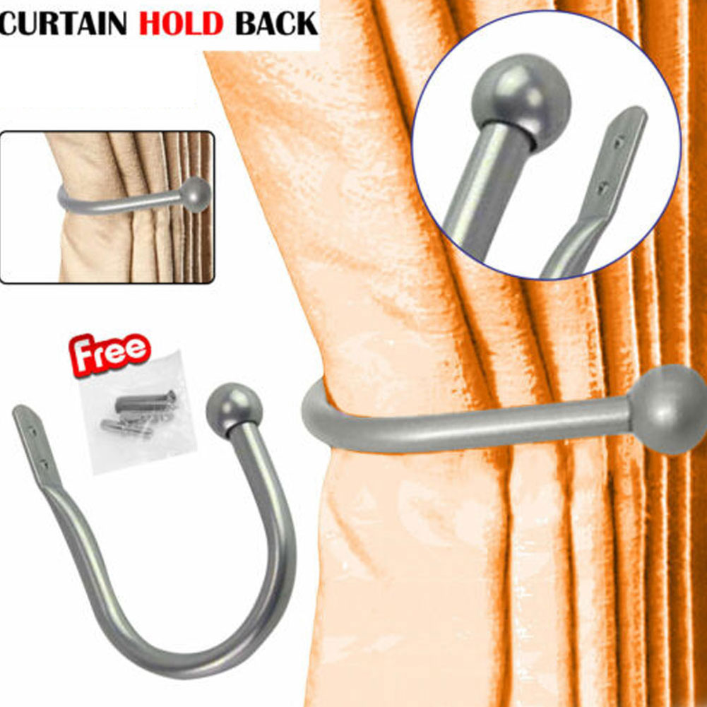 1 Pair Large Stylish Curtain Holder Back Metal Tie Tassel Arm Hook Loop Holder 